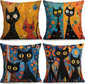 OBSEDE Black Cat Abstract Art Decorative Throw Pillow Covers 18 × 18 in by OBSEDE