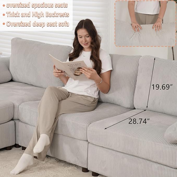 EASE MOOSE Oversized Sectional Modular Sofa, Large U Shape Sectional Couch Wide - Image 6