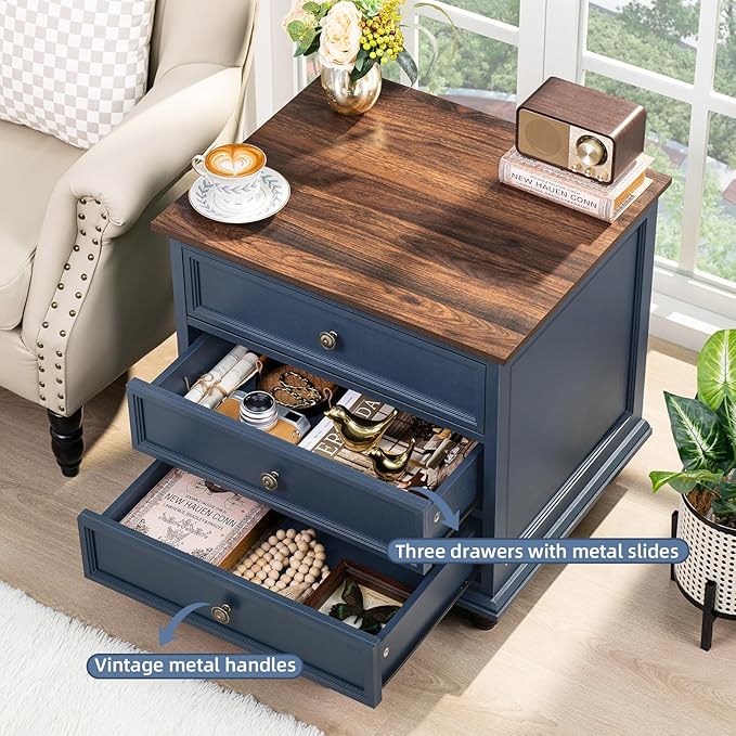 Joaxswe 24" Wide Farmhouse Night Stand, Large End Table - Image 4
