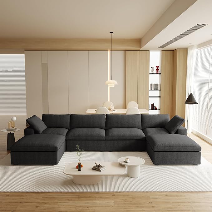 JACH 160.6" U-Shaped Sectional Couch, Modern Modular Convertible Sofa by JACH