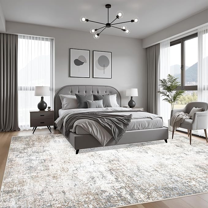 4x6 Area Rug Living Room Rug: Washable Modern Abstract Soft Thin Rug Indoor - Image 3