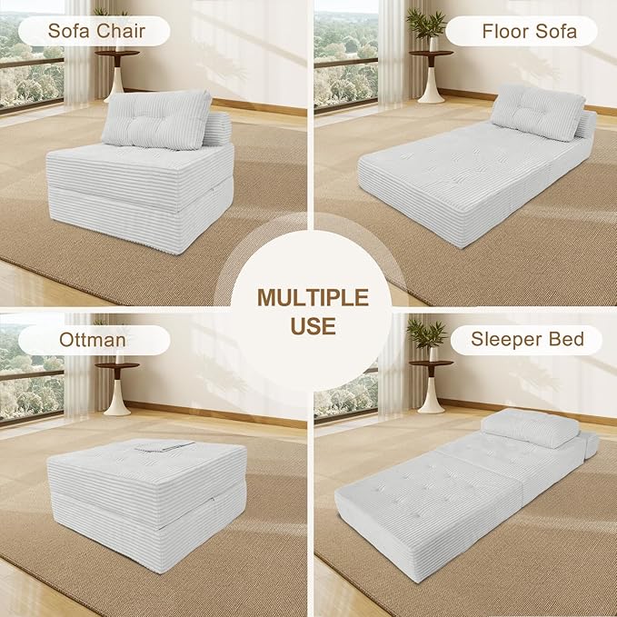 ANONER Memory Foam Folding Sofa Bed, Sectional Couches - Image 5