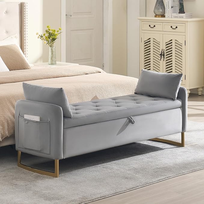 65" End of Bed Storage Bench, Storage Bench by HOMYKA