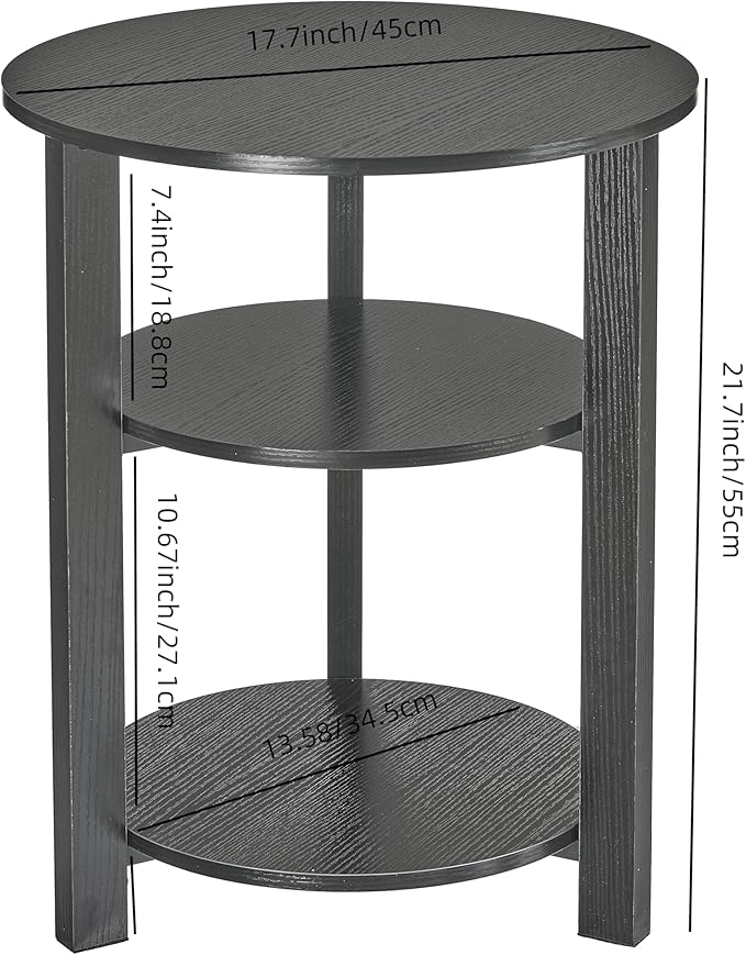 Farmhouse 3-Tier Round Side Table, 17.7*21.7inch End Table - Image 3