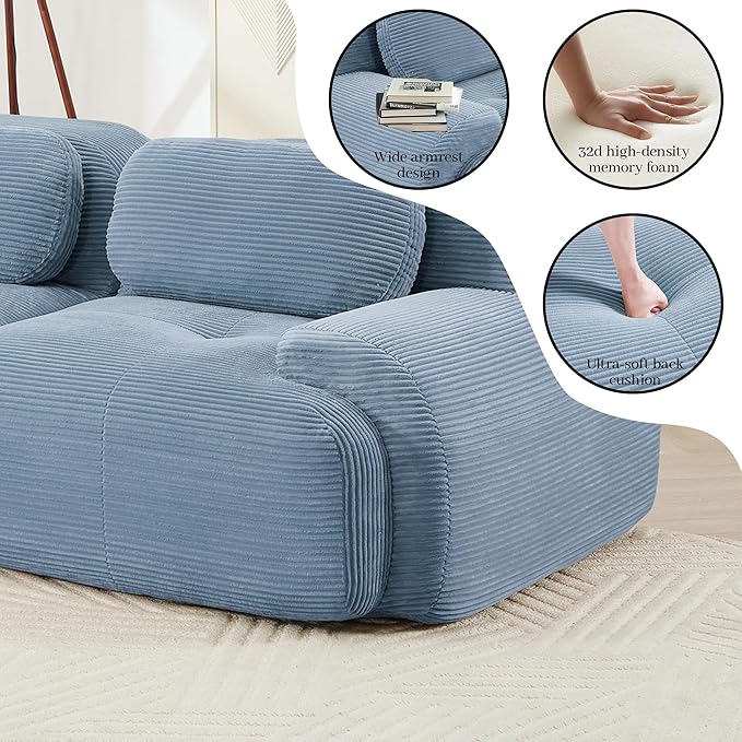 Boneless Sectional Couch, No Assembly Required, 117.3” L Shaped Modular Cloud - Image 7