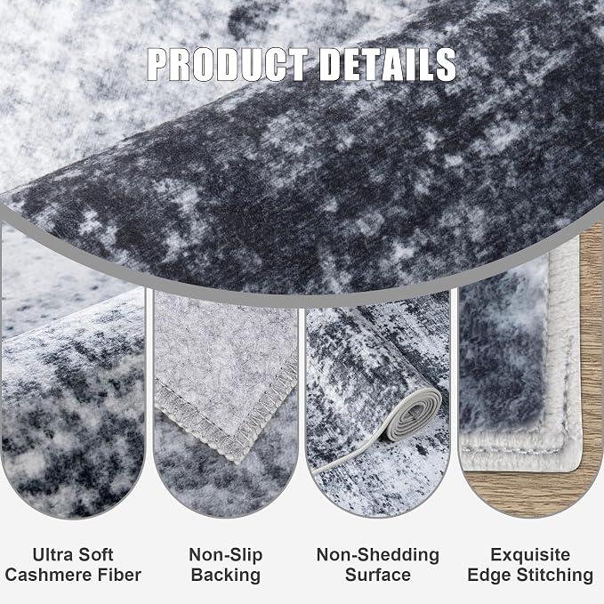6x6 Area Rug Living Room Rug: Washable Modern Abstract Soft Thin Rug Indoor - Image 6
