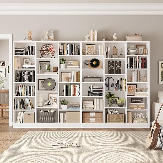 FACBOTALL Triple Wide Bookshelf, 6 Tier Large Bookshelf, Bookcase - Image 4