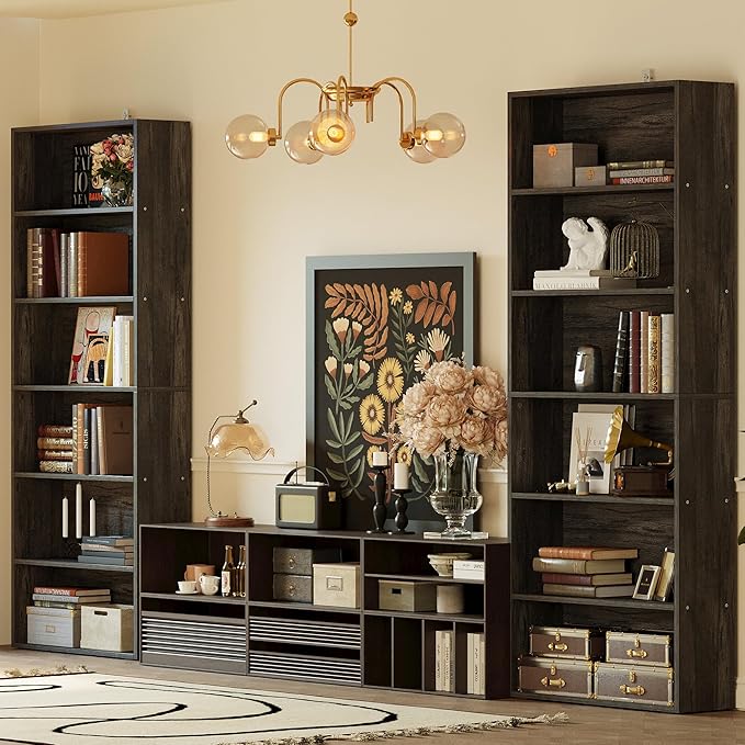IRONCK Bookshelves and Bookcases Set of 2 Floor Standing 6 Tiers Display - Image 2