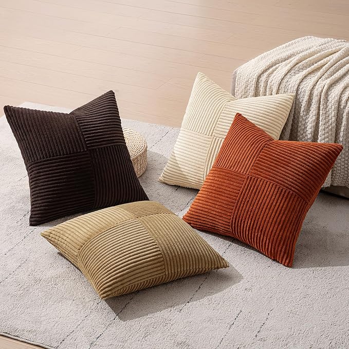 MIULEE Brown Beige Throw Pillow Covers 20x20 Inch Set of 4 Boho Farmhouse - Image 7