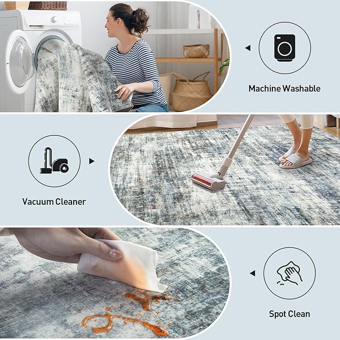 6x9 Area Rugs Washable Rug: Large Modern Abstract Living Room Rug Soft - Image 3