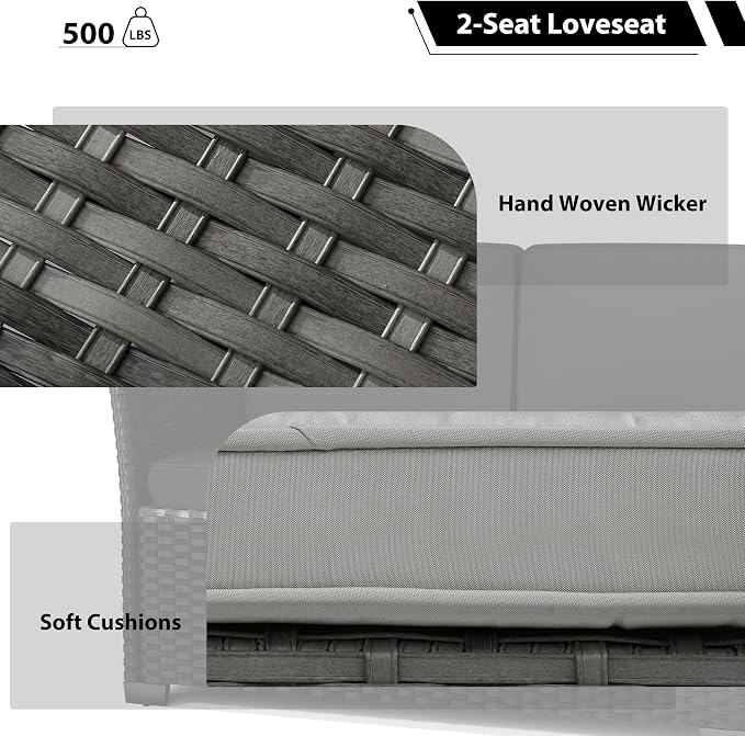 KIGOTY 7 Piece Patio Furniture Set, Outdoor PE Wicker Rattan Outdoor Dining Set - Image 3