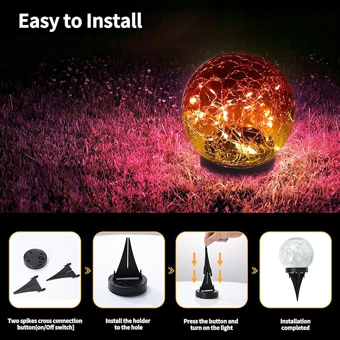 JKIMK Solar Globe Lights Outdoor Waterproof - Image 4