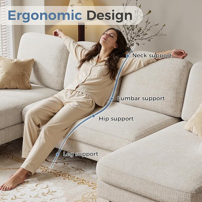 DUMOS Sectional Couches for Living Room, U Shaped Couch - Image 4