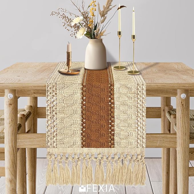 FEXIA Boho Table Runner 48 Inches Long Macrame Summer Decor Coffee Table Cover - Image 6