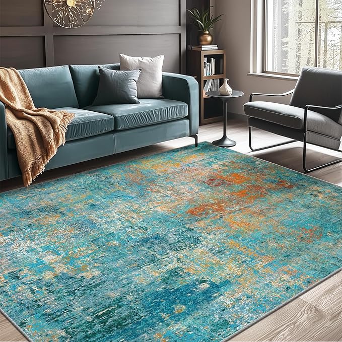 RELEANY Washable Area Rugs 6'x8' Non-Slip Modern Abstract Soft - Image 2