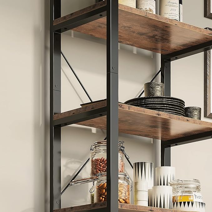 IRONCK Bookshelf 6-Tier Ladder Shelf 110lbs Display Shelf Vintage Industrial - Image 5