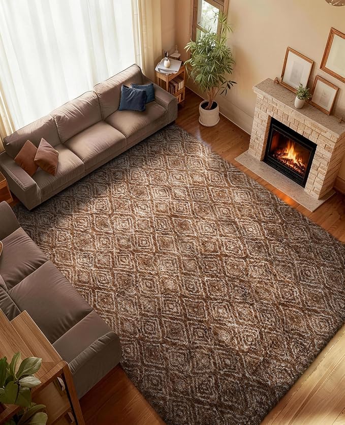 Ophanie 6x9 Brown and White Diamond Striped Rugs - Image 5