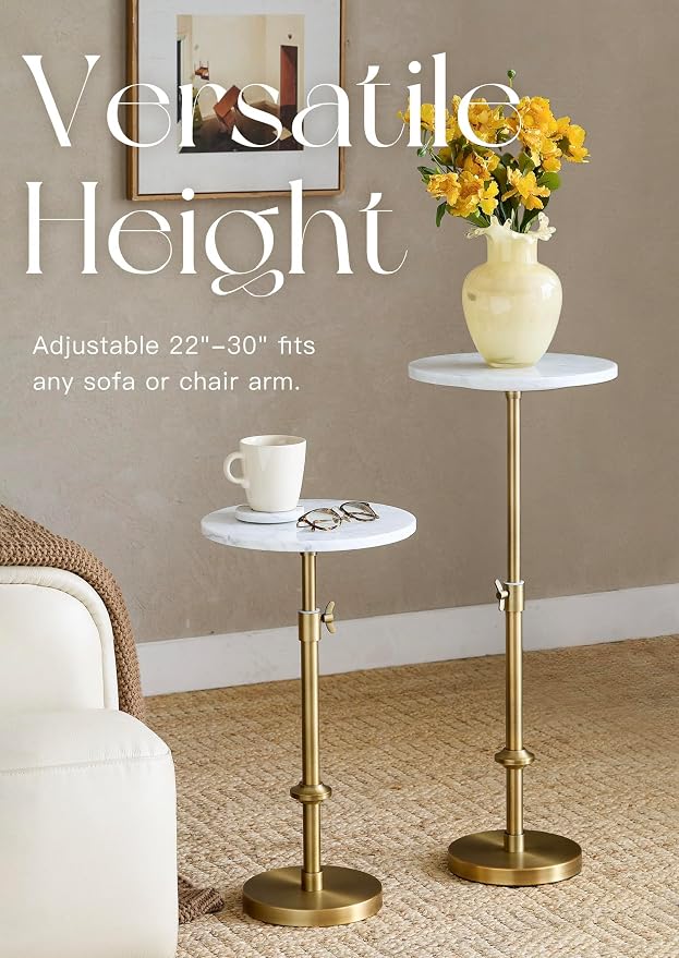 Adjustable-Height Marble Drink Table - Image 4