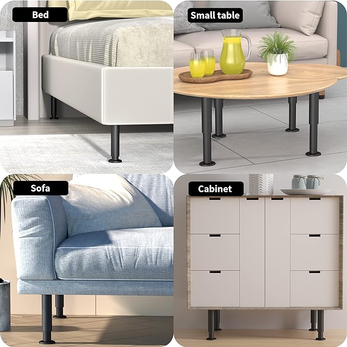 Wlrrcwdttc 4 Pcs Metal Adjustable Furniture Legs 4.72-7.08 inch, Adjustable - Image 6