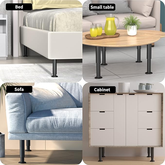 Wlrrcwdttc 8 Pcs Metal Adjustable Furniture Legs 3.15-4.72 inch, Adjustable - Image 6