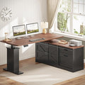 SEDETA Farmhouse L Shaped Standing Desk, 55 inch Height Adjustable Corner Desk by SEDETA