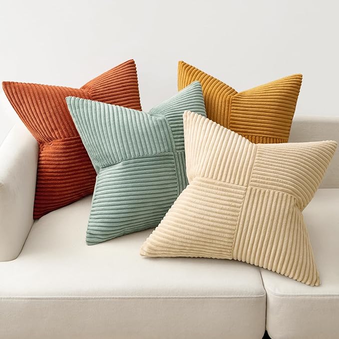 MIULEE Teal-Orange Decorative Throw Pillow Covers 20x20 Inch Set of 4 Boho - Image 6