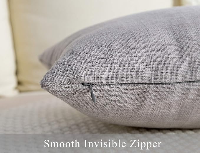 Stellhome Linen Throw Pillow Covers 20 x 20 inch Square Farmhouse Burlap - Image 4