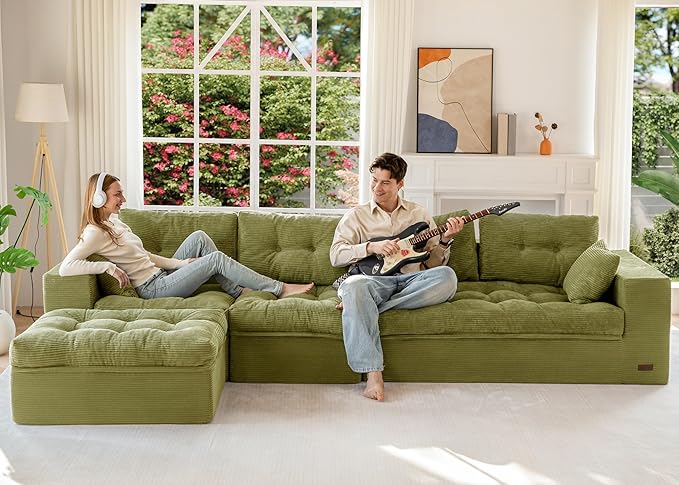 MAXYOYO 132" L Shaped Modular Sectional Sofa by MAXYOYO