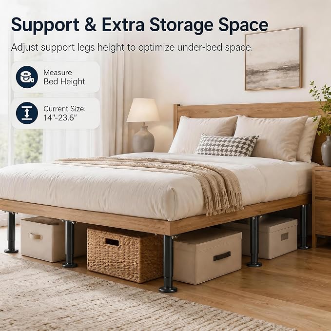 4Pcs Bed Frame Support Leg, Adjustable 14" to 23.6", Increase Under-Bed Storage - Image 9