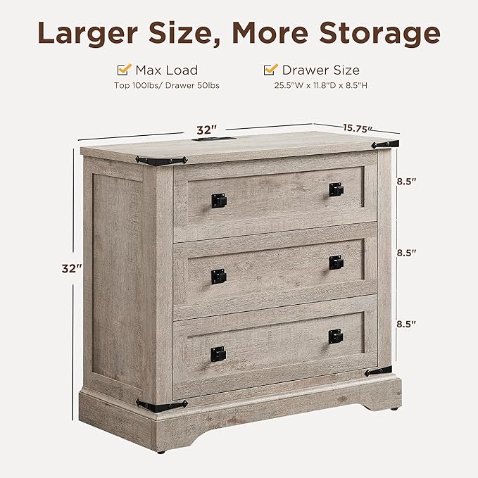 T4TREAM 32" Farmhouse Nightstand - Image 2