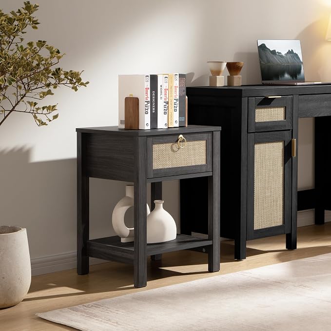 SICOTAS Rattan Nightstand, Rattan Decor Drawer - Image 7