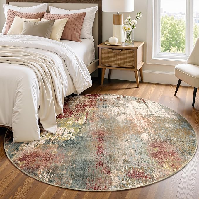 RELEANY Washable Area Rugs 4ft Non-Slip Modern Abstract Soft - Image 3