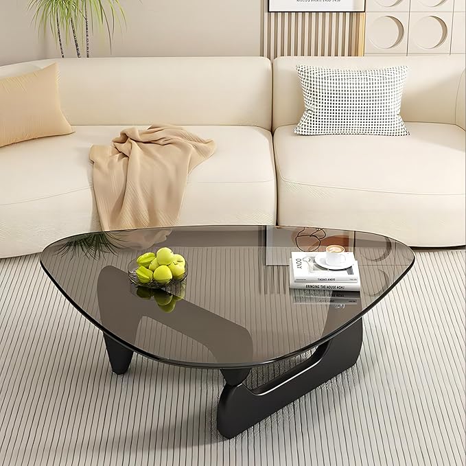 EASYSOUL Modern Glass Coffee Table, 44.88" D x 32.28" W x 15.75" H, Abstract by EASYSOUL