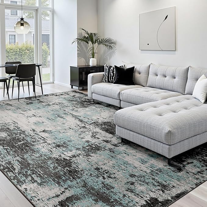 RELEANY Washable Area Rugs 6'x8' Non-Slip Modern Abstract Soft - Image 2