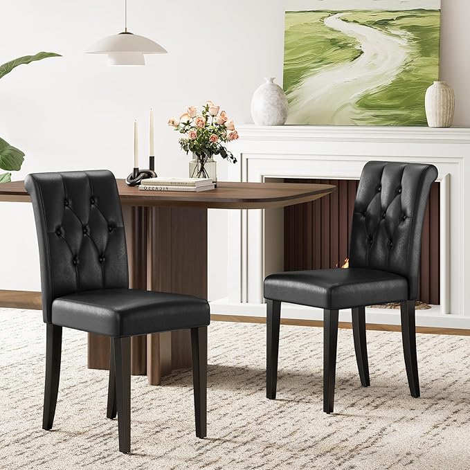 Welzona Upholstered Dining Chairs Set of 4, Button Tufted Parsons Dining Chair - Image 3