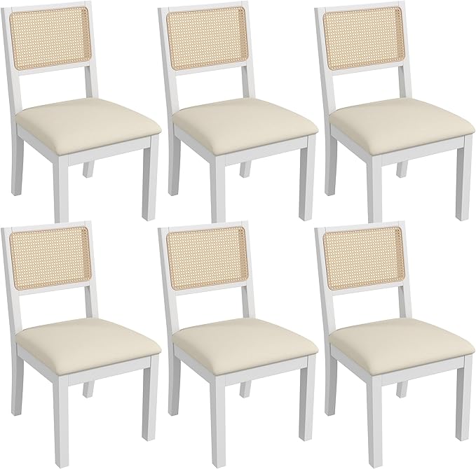 Westice Rattan Dining Chairs Set of 6, Farmhouse Natural Dining Room Chairs by ChairsforHomeLivingRoom