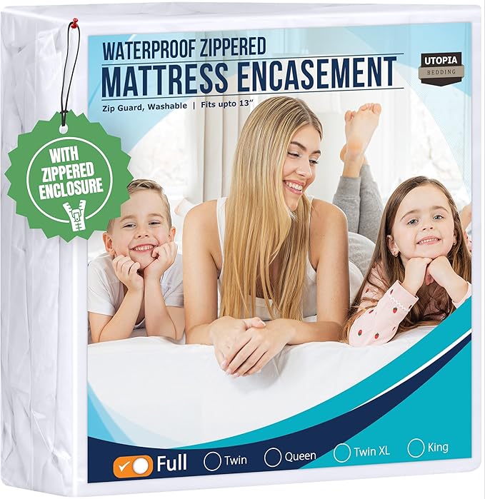 Utopia Bedding Full Size Mattress Protector Zippered, 100% Waterproof Bed Bug by UTOPIABEDDING