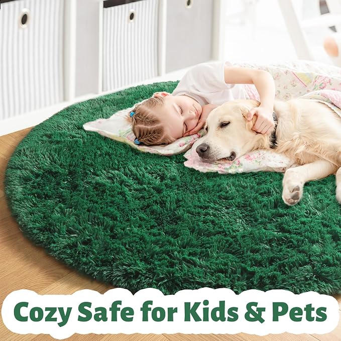 Amdrebio Dark Green Round Rug 6Ft - Image 2