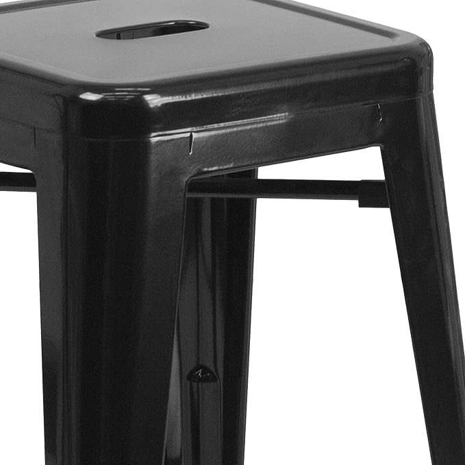 Flash Furniture Kai Commercial Grade 24" High Backless Black Metal - Image 5