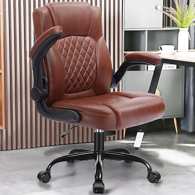 Leather Office Chair, PU Home Computer Desk Chairs - Image 2