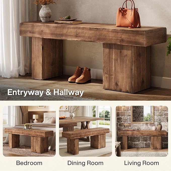 Thickened Solid Wood Bench, Heavy Duty Dining Bench - Image 5