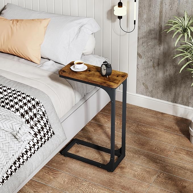 QEEIG Narrow C Shaped Side Table Set of 2 Living Room Sets Slim Couch Tray - Image 5