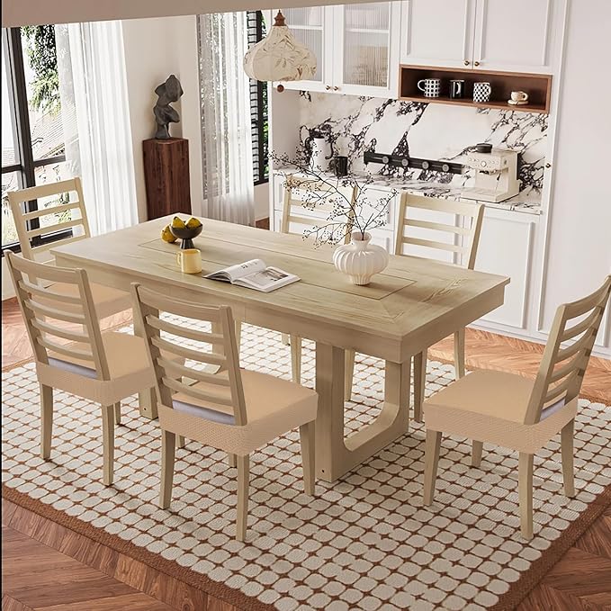 Smiry Waterproof Seat Covers for Dining Room Chairs Set of 4, Stretch Jacquard - Image 8