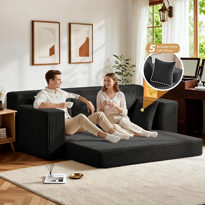 Convertible Sofa Bed, Pull Out 3 Seater Sleeper Sofa - Image 4