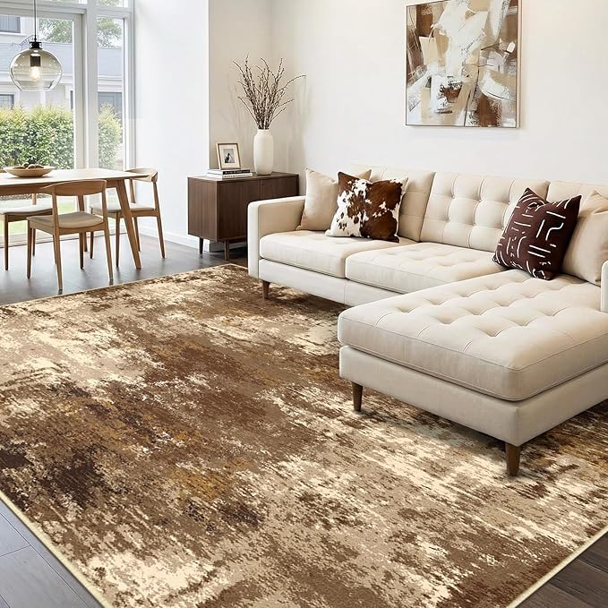 RELEANY Washable Area Rugs 9'x12' Non-Slip Modern Abstract Soft - Image 9