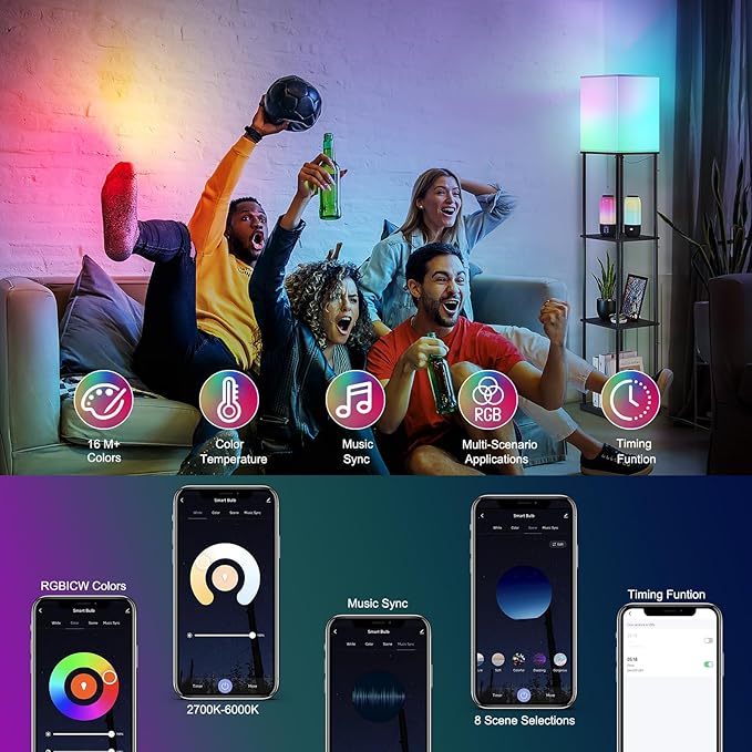 SUNMORY Floor Lamp with Shelves, Smart APP Control Standing Lamps with RGB Bulb - Image 4