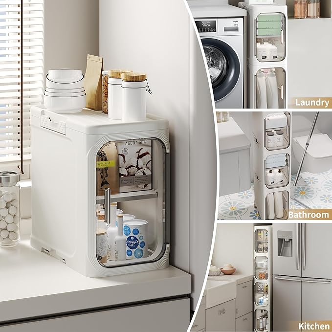3-Tier Tall Narrow Storage Cabinet, Slim Bathroom Storage Cabinet - Image 3