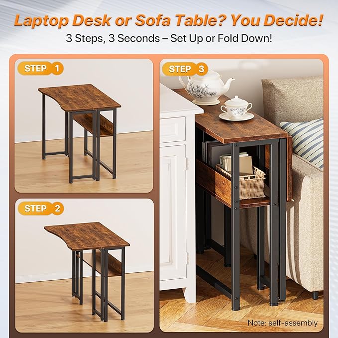 Huuger Folding Desk with Storage Shelf, 31.5 Inch Foldable Computer Table - Image 4