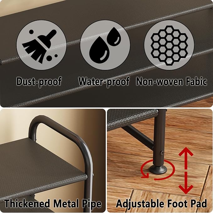INGIORDAR Shoe Rack 2 Tier Long Storage Organizer Wide Metal Shoe Shelf - Image 6