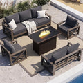 UDPATIO Aluminum Patio Furniture Set, Faux Wood Grain Modern Outdoor Furniture by UDPATIO